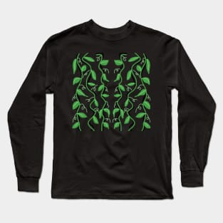 Green Leaves With Twirls Long Sleeve T-Shirt